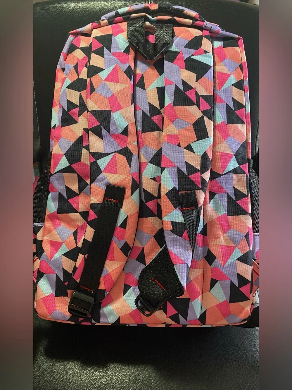 NEW🎉 Ziranu Geometric Vibrant Multicolor Print Backpack